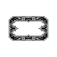 Ornate Black White Rectangular Frame - Elegant Flourishes. vector