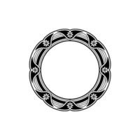 Elegant Art Nouveau Circular Frame with Floral Ornamentation. vector