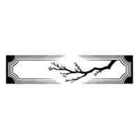 Minimalist Japanese Blossom Branch with Frame - Elegant. vector