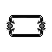Minimalist Floral Frame Black and White Element. vector