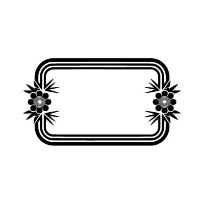 Minimalist Floral Frame Black and White Element.