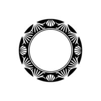 Elegant Black and White Circular Decorative Frame with Shells. vector