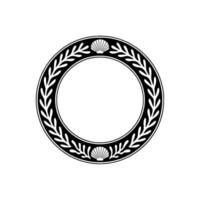 Elegant Circular Frame with Seashells and Laurel Wreath - Illustration. vector