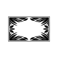 Elegant Black Leaf Frame on White Background - . vector