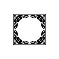 Elegant Black and White Floral Frame on Light Background - ,-. vector