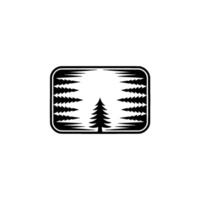 Modern Minimalist Forest Pines in a Framed , Simple. vector