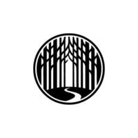 Symbolic Forest Path , Black and White Minimalist. vector