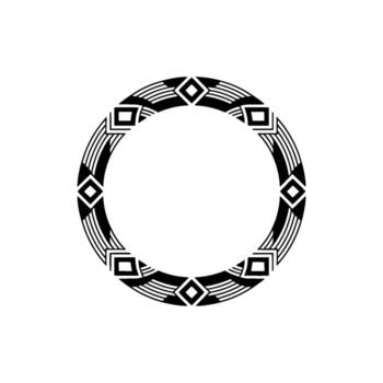 Art Deco Circle Frame with Geometric Elements, Modern , Negative Space. vector