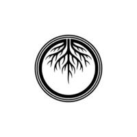 Minimalist Roots , Black White Circle Symbol. vector
