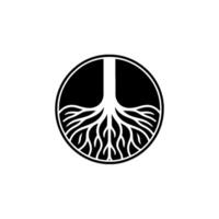 Minimalist Black and White Tree Roots. vector