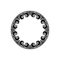 Elegant Black Swirl Circle Frame on White Background. vector