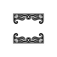Art Deco Marine Frame Elements Shells Swirls, Black on White. vector