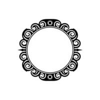 Ornamental Circular Frame with Swirls and Gears, Vintage. vector