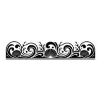 Elegant Ornamental Border with Shells and Flourishes, Black on White. vector