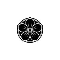 Elegant Japanese Flower Crest, Minimalist. vector
