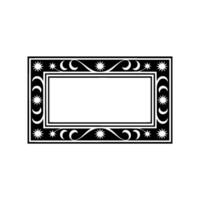 Elegant Celestial Label Black Frame with Stars Moons, White Background. vector