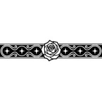 Elegant Rose and Scroll Border in Black and White. vector