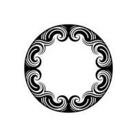 Elegant Swirl Circle Frame in Black and White, Decorative. vector