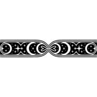 Celestial Border Pattern, Black and White Decorative. vector