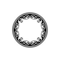 Circular Ornate Black and White Element. vector