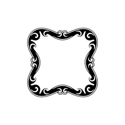 Ornate Black Frame, Elegant Scrollwork on Light Background.