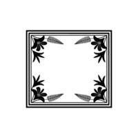 Elegant Floral Border Frame, Black and White, Blank Space. vector