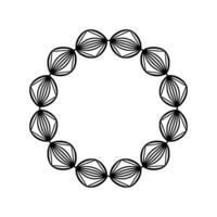 Geometric Circle Ornament, Black White Abstract, Element. vector