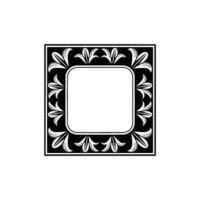 Elegant Black White Floral Frame with Blank Space. vector