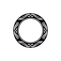 Elegant Black White Circular Frame, Decorative Element. vector
