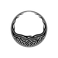 Abstract Circle Frame Root Branch , Minimalist, Black White. vector