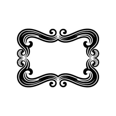 Elegant Art Nouveau Rectangular Frame, Black on White, Decorative Element.