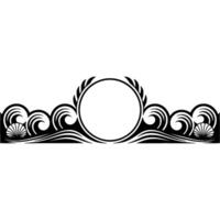 Elegant Black White Ocean Crest Border for Invitations. vector