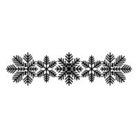 Simple Black Snowflake Border on White Background. vector