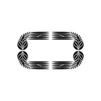 Ornamental Black Leaf Frame on Light Gray Background. vector