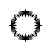 Geometric Black Leaf Frame on Off-White, Minimalist Element. vector