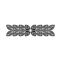 Minimalist Black Leaf Garland Element on White Background. vector