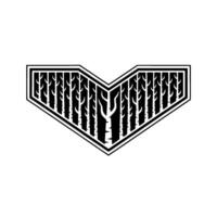 Geometric Forest in Minimalist Black and White Style. vector