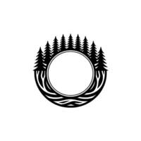 Forest Circle Modern Minimalist Pine Tree Emblem. vector