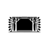 Minimalist Forest Frame Black and White Illustration for Branding. vector