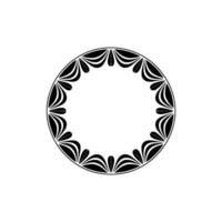 Minimalist Black Floral Frame, White Background, Circular Ornament. vector