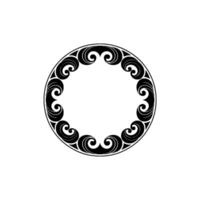 Elegant Black Circular Frame with Swirl Motif, Minimalist. vector
