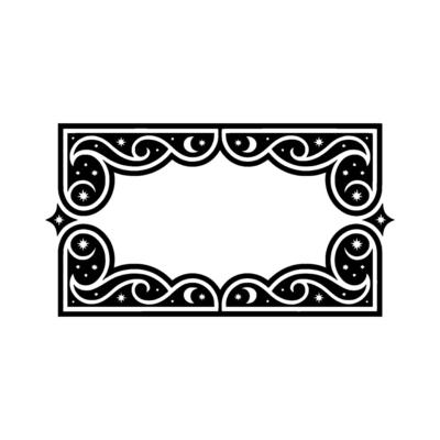 Celestial Frame Decorative Border with Moon and Star Motifs.