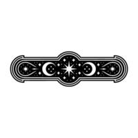 Celestial Border Moon Star Motif, Minimalist Style. vector