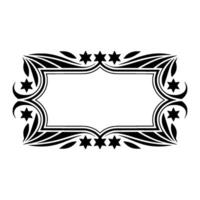 Elegant Black White Frame with Stars - Decorative Element. vector