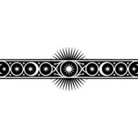 Celestial Border Pattern, Decorative Ornament, Star and Moon. vector