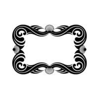 Elegant Black and White Sea Shell Frame, Decorative. vector