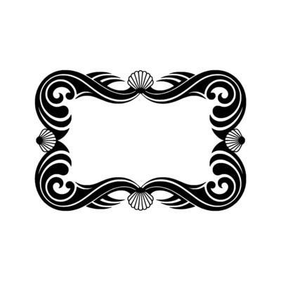 Elegant Black and White Sea Shell Frame, Decorative.