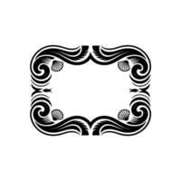 Elegant Black White Sea Shell Frame on White Background. vector