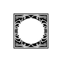 Elegant Art Deco Frame with Circular Center Black and White. vector