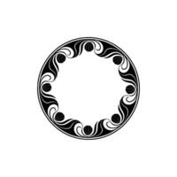 Elegant Black and White Circular Floral Frame, Decorative Element. vector